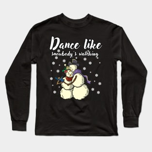 Romantic Snowman Couple Dancing Dancer Anniversary Gift Idea Long Sleeve T-Shirt